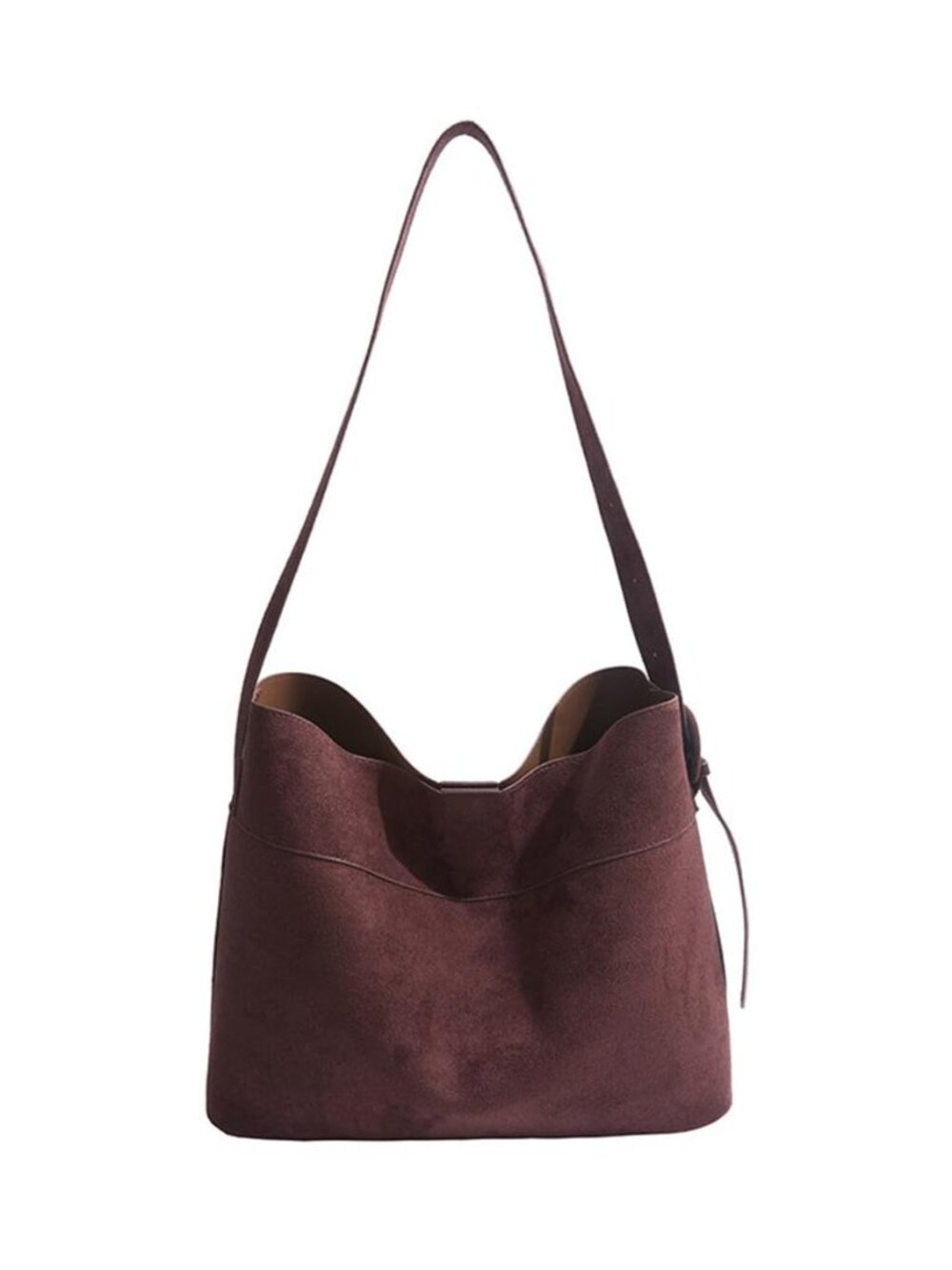 Suede Bucket Bag for Women Casual Slouchy Shoulder Hobo Bag Winter Fall Retro